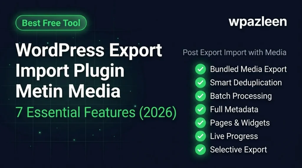 wordpress export import plugin with media - Post Export Import with Media by WPAzleen dashboard