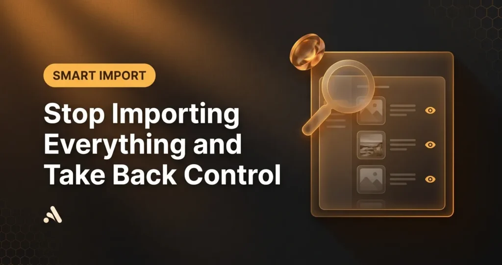 selective import WordPress posts interface showing preview and selection panel