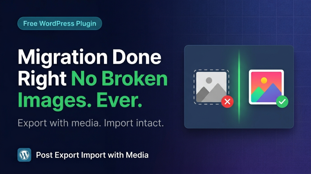 WordPress export import plugin dashboard with real-time progress tracking