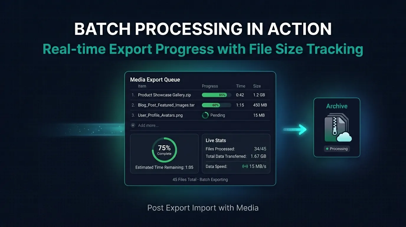 migrate WordPress posts with media batch settings and progress screen